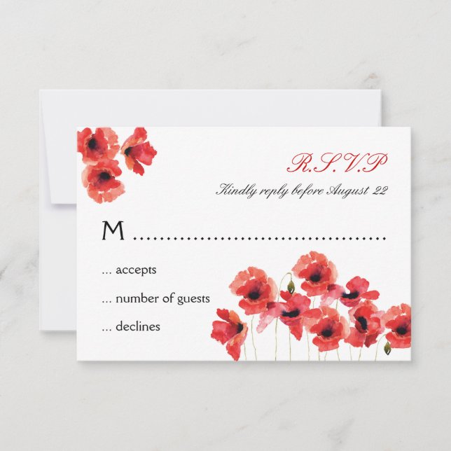 Poppy Flowers-Bröllop OSA Card Kort (Framsida)