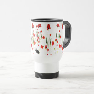 Poppy Flowers Bunny Rabbit Blommigt Resemugg