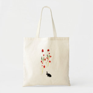 Poppy Flowers Bunny Rabbit Blommigt Tygkasse