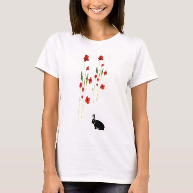 Poppy Flowers Bunny Rabbit Tröja (Framsida)
