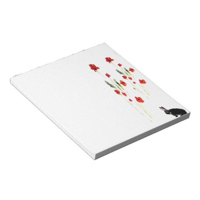 Poppy Flowers Cute Bunny Rabbit Anteckningsblock (Vinklad)