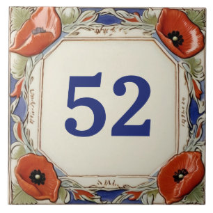 Poppy Flowers Dor House Number Plate Sign Plaque Kakelplatta