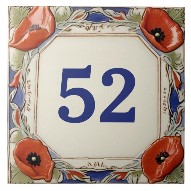 Poppy Flowers Dor House Number Plate Sign Plaque Kakelplatta (Framsidan)