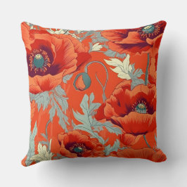 Poppy Flowers Farmhouse Decor Dekorativ kudde