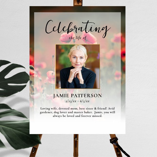 Poppy Flowers Firande of Life Photo, Funeral Poster (Skapare uppladdad)