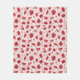 Poppy Flowers Fleecefilt