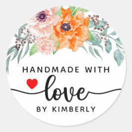 Poppy Flower's Handmade med Kärlek Runt Klistermärke