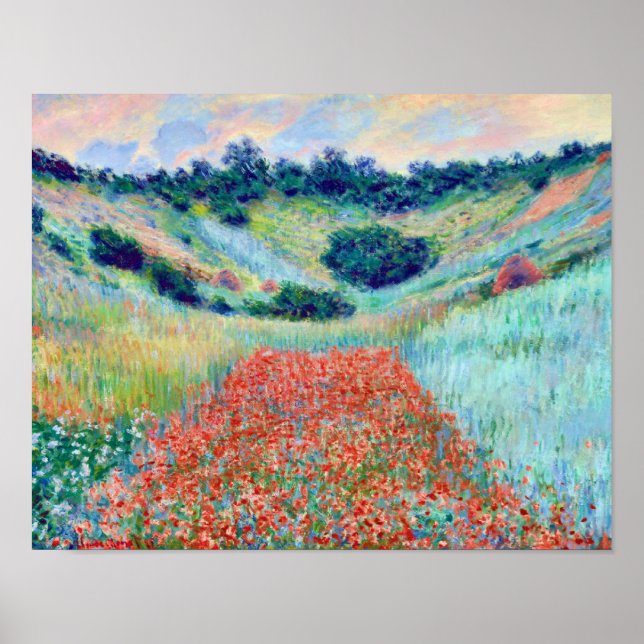 Poppy Flowers in a Fält, Claude Monet Poster (Framsidan)