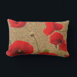 Poppy Flowers Red Guld Glitter Golden Rustic Lumbarkudde<br><div class="desc">Tryckt med konstnärlig abstrakt av röda vallmoblommor i glittergolden bakgrund!</div>