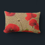 Poppy Flowers Red Guld Glitter Golden Rustic Lumbarkudde<br><div class="desc">Tryckt med konstnärlig abstrakt av röda vallmoblommor i glittergolden bakgrund!</div>