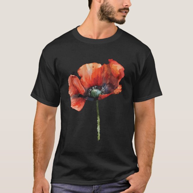 Poppy Flowers Red Plants Natural T Shirt (Framsida)