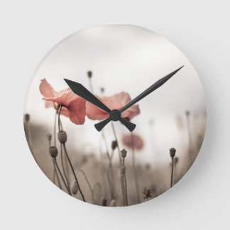 Poppy Flowers Rund Klocka