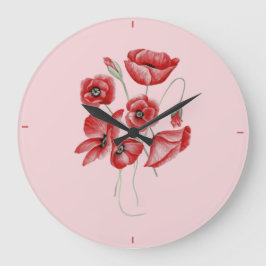 Poppy Flowers Stor Klocka