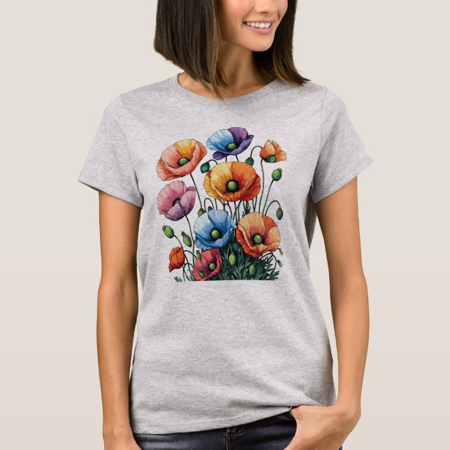 Poppy Flowers T Shirt (Framsida)
