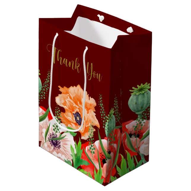 Poppy Flowers Tack Medium Gift Bag (Framsidan Vinklad)