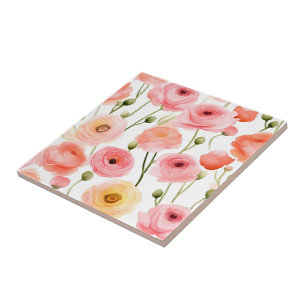 Poppy Flowers Tile Kakelplatta