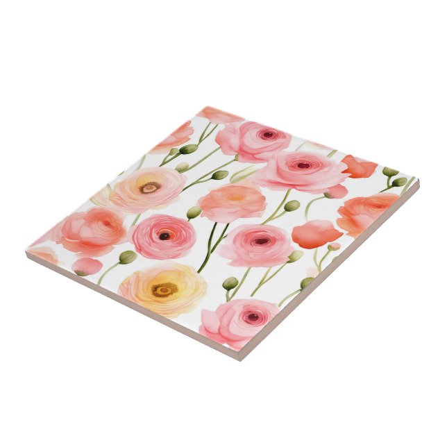 Poppy Flowers Tile Kakelplatta (Sidan)