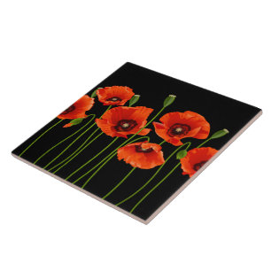 Poppy Flowers Tile Kakelplatta