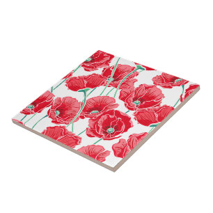 Poppy Flowers Tile Kakelplatta