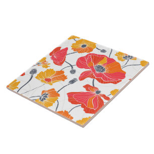 Poppy Flowers Tile Kakelplatta