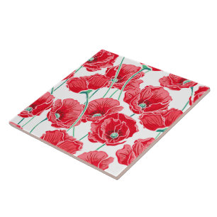 Poppy Flowers Tile Kakelplatta