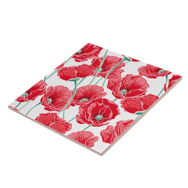 Poppy Flowers Tile Kakelplatta (Sidan)