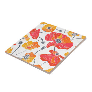 Poppy Flowers Tile Kakelplatta