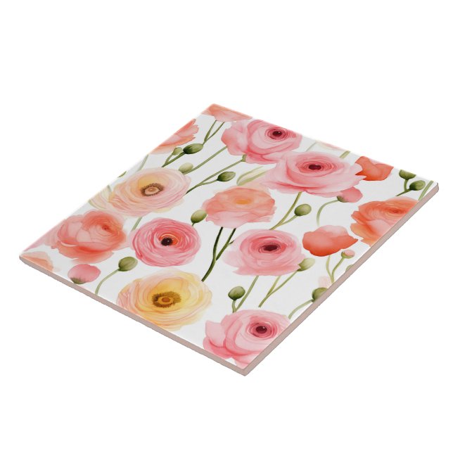 Poppy Flowers Tile Kakelplatta (Sidan)