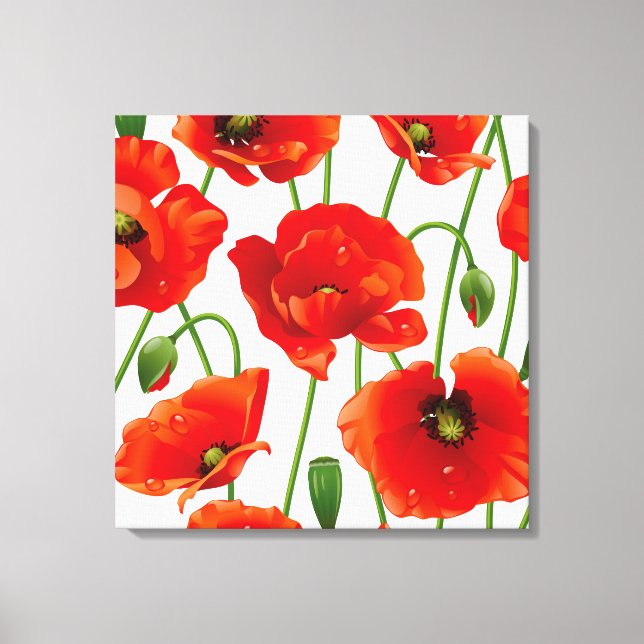 Poppy Flowers Wrapped Canvas (Framsida)
