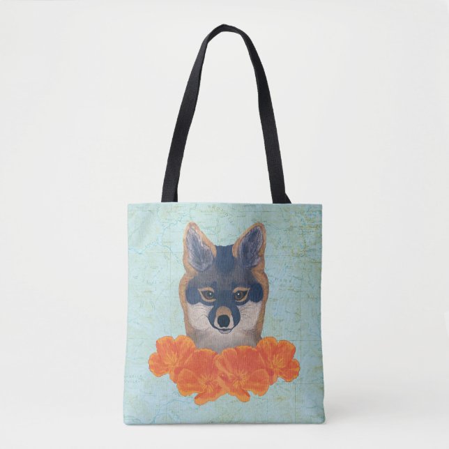 Poppy Fox Tote Bag Tygkasse (Framsida)