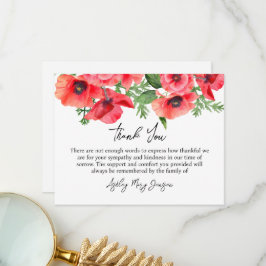 Poppy Funeral Thank You Card Bereavement Tack Kort
