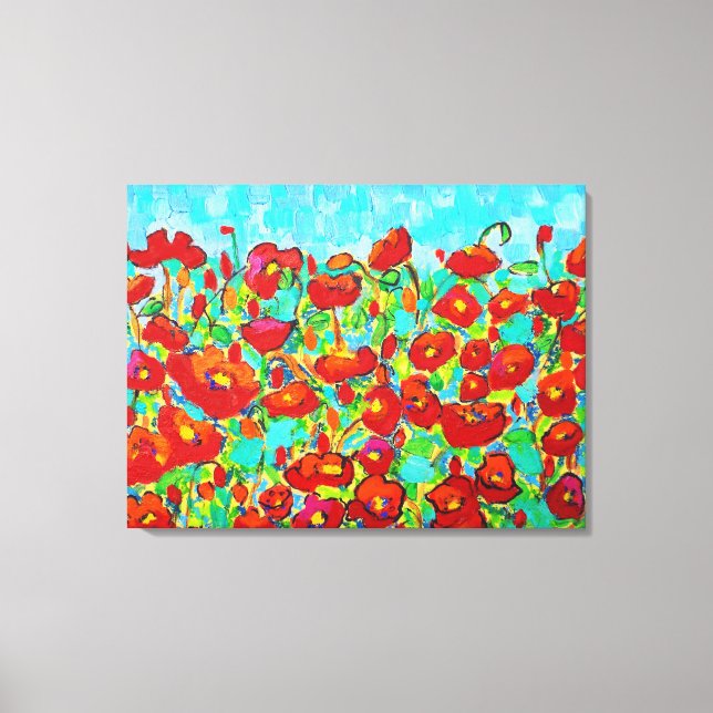 "Poppy Gathering" Fine Art av Susi Franco Canvastryck (Framsida)