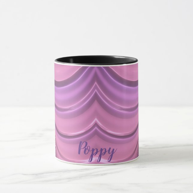 POPPY ~ GLOSSY 3D Zany Rosa Mauve Fractal ~ Mugg (Center)