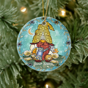 Poppy gnome julgransprydnad keramik