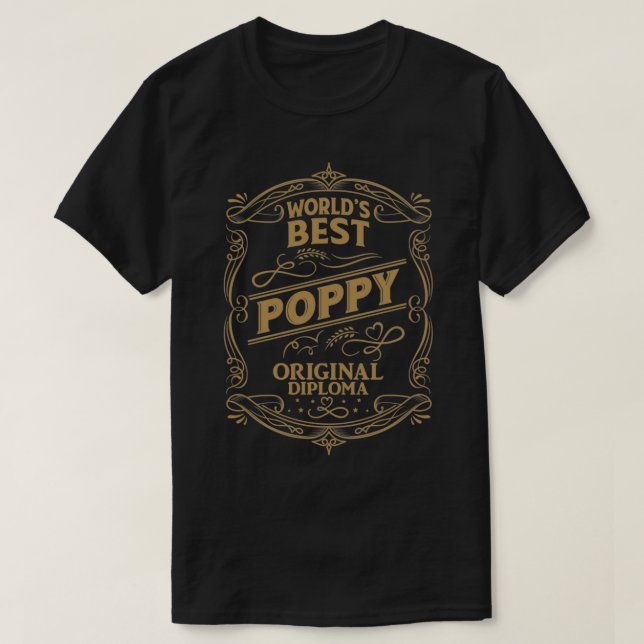 Poppy Grandföräldrar Day Diploma Best Poppy Pullov T Shirt (Design framsida)