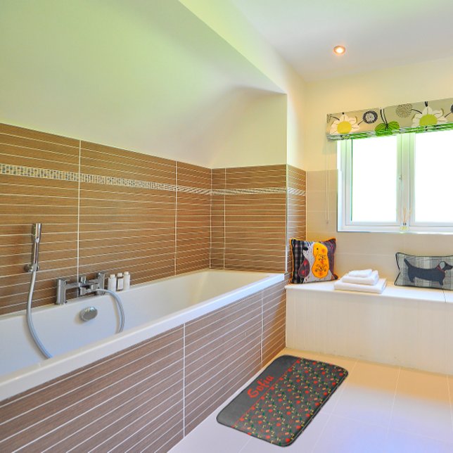 Poppy grått-bad av Wildblommor mönster Badrumsmatta (Skapare uppladdad)