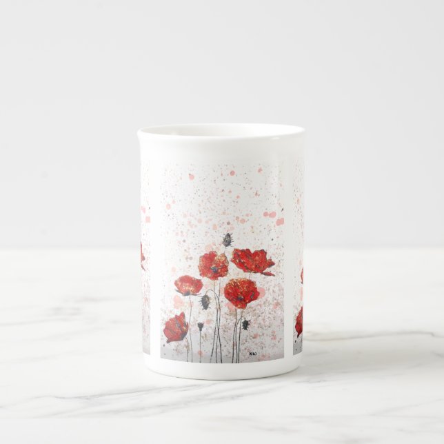 Poppy Guld - Bone china mugg Benporslin Mugg (Framsidan)
