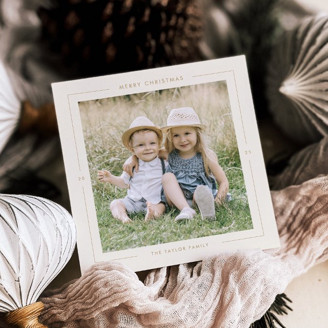 POPPY Guld Photo Unique Modern God jul Julkort (POPPY Gold Photo Unique Modern Merry Christmas Holiday Card)