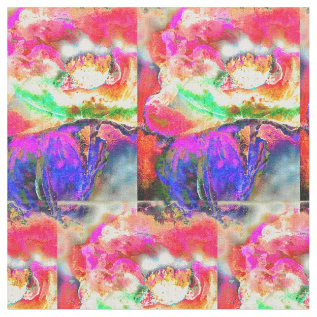 Poppy gult blommigt Gult abstrakt  Tyg (Närbild)