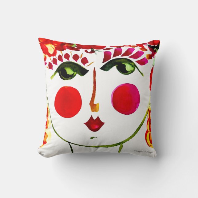 Poppy - Gypsy Garden Girl Cotton Pillow Kudde (Framsida)