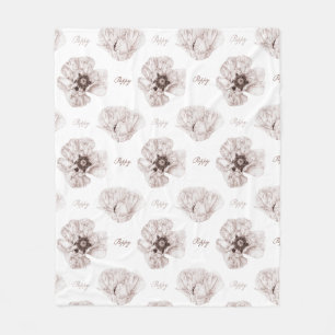 Poppy Illustrated Flower Fleecefilt