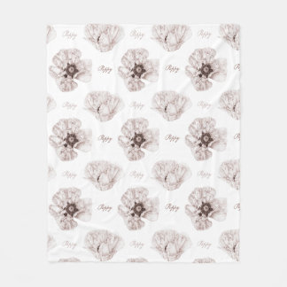 Poppy Illustrated Flower Fleecefilt