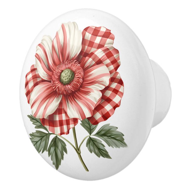 Poppy in Red White Gingham Knopp (Höger)
