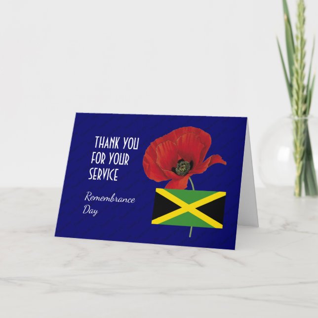 Poppy | JAMAICA Veterans | REMEMBRANSDAG Tack Kort (Framsida)