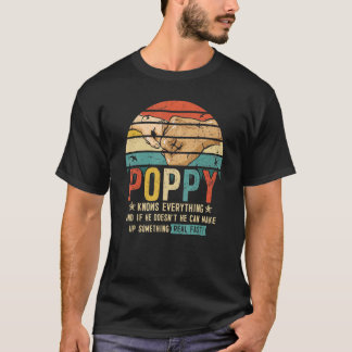 Poppy känner till allt Retro Grandpa Far Pappa T Shirt