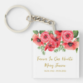 Poppy Memorial Funeral Photo Keychain