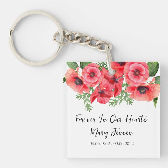 Poppy Memorial Funeral Photo Keychain (Framsidan)