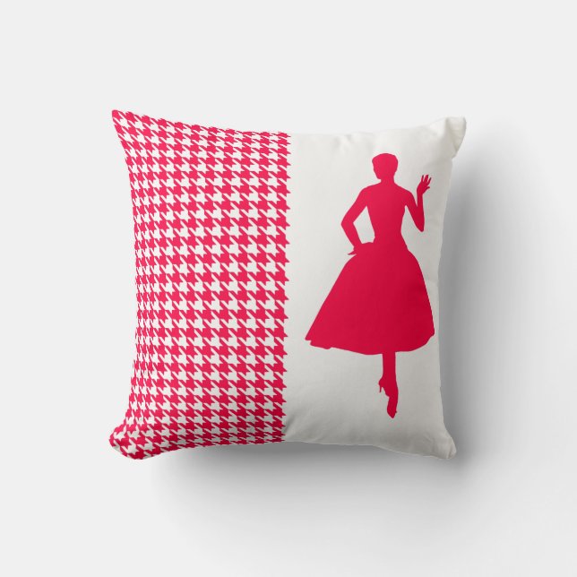Poppy Modern Houndstooth med Silhouette Kudde (Framsida)