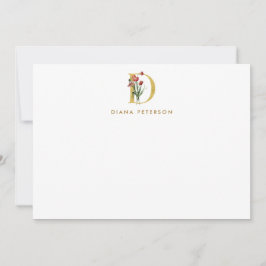 Poppy Monogram Guld Brev D Personlig Anteckningskort