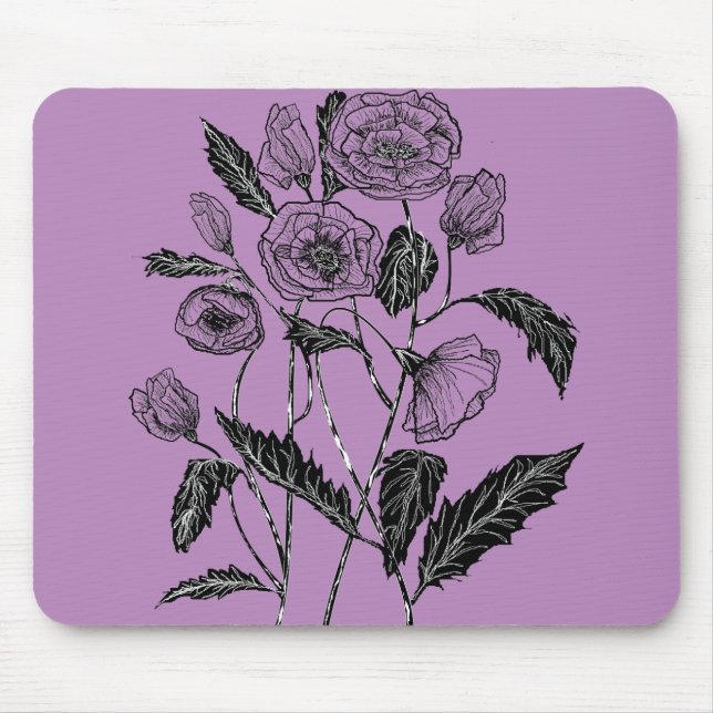 Poppy Mouse Pad - Anpassningsbar Färg - Lila Musmatta (Framsidan)